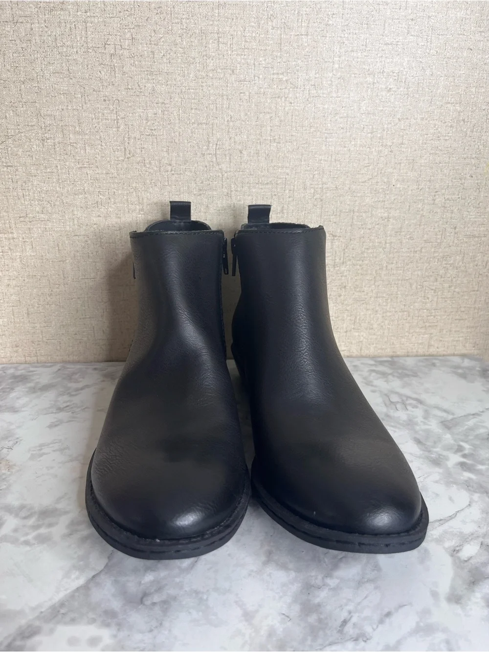 b. o. c. Womens Black Booties Side Zipper Block Heel Ankle Boots
